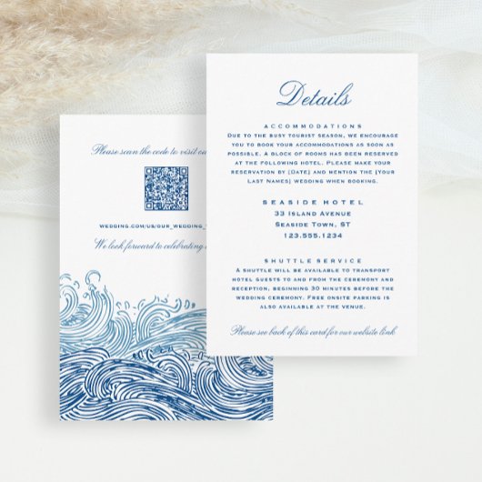 Blue Waves Wedding Details Hotel Info QR code Informatiekaartje