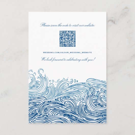 Blue Waves Wedding Details Hotel Info QR code Informatiekaartje (Achterkant)