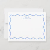 Blue Wavy Border gepersonaliseerde notitie Kaart Notitiekaartje (Voorkant)