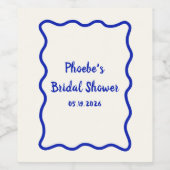 Blue Wavy Border Whimsical Vrijgezellenfeest Schat Wijn Etiket (Enkel label)