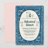 Blue Wavy Handschrift Modern Repetitie Diner Kaart (Voorkant / Achterkant)