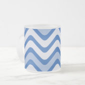 Blue Wavy Lines Matglas Koffiemok (Voorkant links)