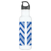 Blue Wavy Lines Monogram Waterfles (Achterkant)