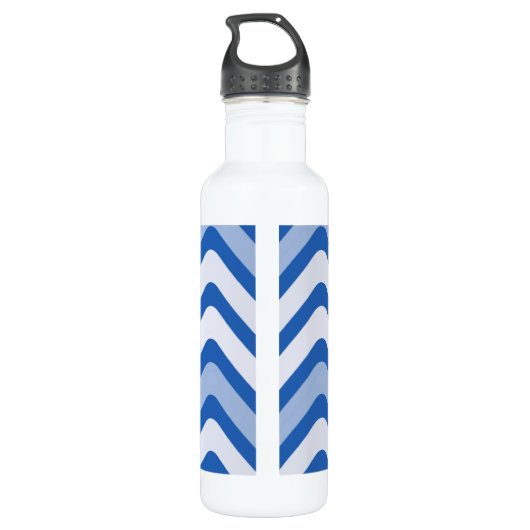 Blue Wavy Lines Monogram Waterfles (Achterkant)