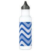 Blue Wavy Lines Monogram Waterfles (Links)