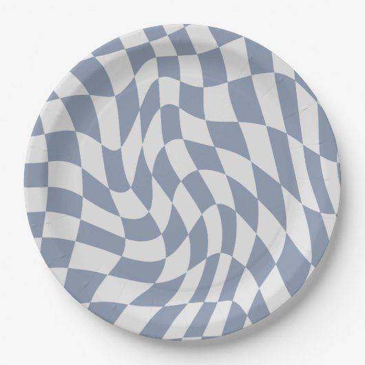 Blue Wavy Paper Bord Modern Party servies (Voorkant)