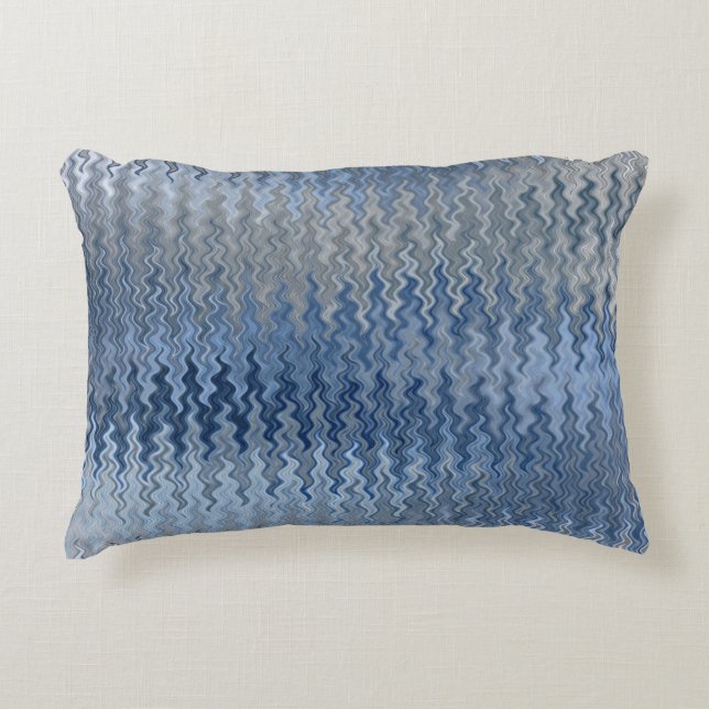 Blue Wavy Pattern Accent Kussen (Voorkant)