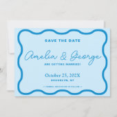 Blue Wavy Retro Save The Date (Voorkant)