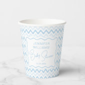 Blue Wavy Retro Sweet Baby Boy Shower Papieren Bekers (Voorkant)