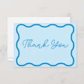 Blue Wavy Retro Wedding Bedankkaart (Voorkant / Achterkant)