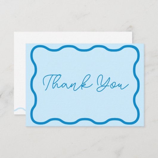 Blue Wavy Retro Wedding Bedankkaart (Voorkant / Achterkant)