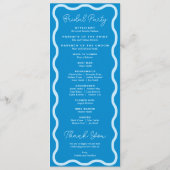 Blue Wavy Retro Wedding Programmakaart (Achterkant)