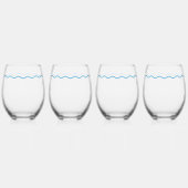 Blue Wavy Retro Wedding Wijnglas Zonder Voet (Voorkant)