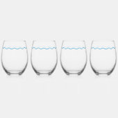 Blue Wavy Retro Wedding Wijnglas Zonder Voet (Links)