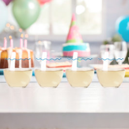 Blue Wavy Retro Wedding Wijnglas Zonder Voet