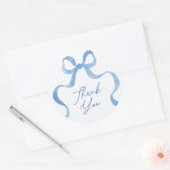 Blue Wavy Ribbon Bow Baby shower Bedankt Ronde Sticker (Envelop)