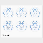 Blue Wavy Ribbon Bow Baby shower Bedankt Ronde Sticker (Vel)