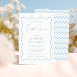 Blue Wavy Scallop Lijst Baby Boy Shower Kaart