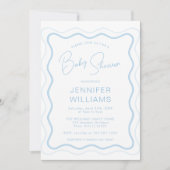 Blue Wavy Scallop Lijst Baby Boy Shower Kaart (Voorkant)