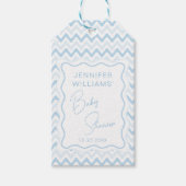 Blue Wavy Scallop Retro Baby Boy Shower Dank u Cadeaulabel (Voorkant)
