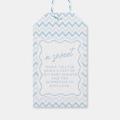 Blue Wavy Scallop Retro Baby Boy Shower Dank u Cadeaulabel (Achterkant)