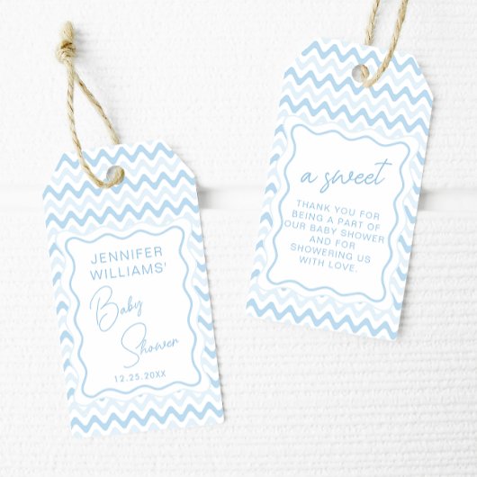 Blue Wavy Scallop Retro Baby Boy Shower Dank u Cadeaulabel