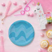 Blue Wavy Stripes Party Papieren Bordje (Feest)
