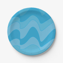 Blue Wavy Stripes Party Papieren Bordje