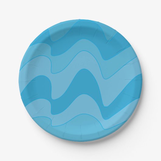 Blue Wavy Stripes Party Papieren Bordje (Voorkant)