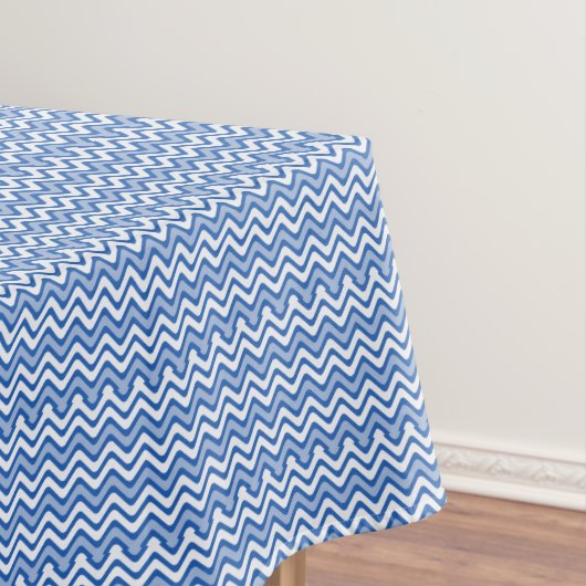Blue Wavy Summer Pattern Rectangle Tafelkleed (Voorbeeld)