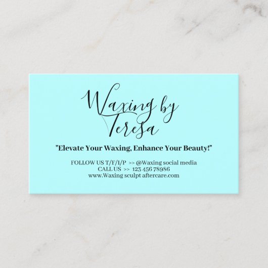 Blue Waxing nazorg twaalf instructie Visitekaartje (Voorkant)
