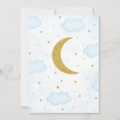 Blue We Are Over The Moon Baby shower Kaart (Achterkant)