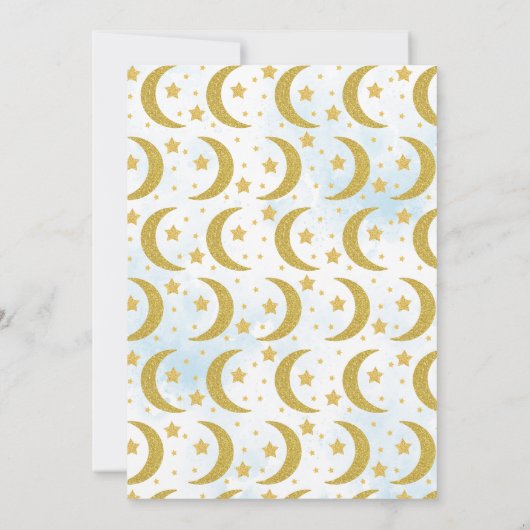 Blue We Are Over The Moon Baby shower Kaart (Achterkant)