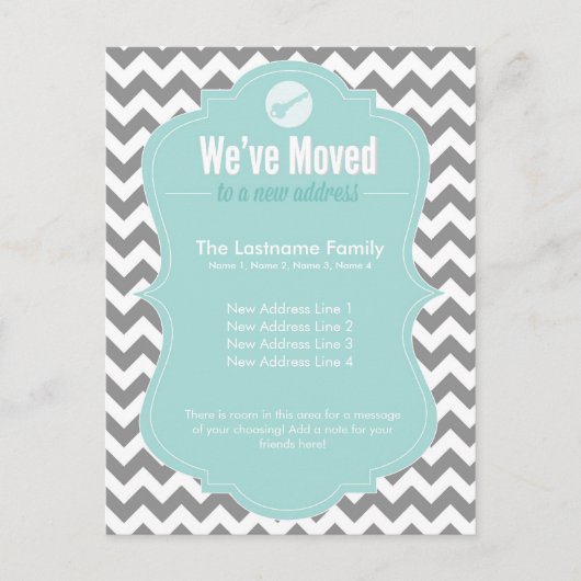 Blue We hebben Briefkaarten voor adreswijziging ve (Voorkant)