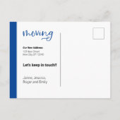 Blue We verplaatsen Dachshund Dog in Box Briefkaar Briefkaart (Achterkant)