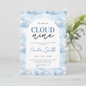Blue We zijn op Cloud Nine Baby shower Shower Kaart (Staand voorkant)