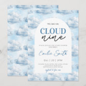 Blue We zijn op Cloud Nine Baby shower Shower Kaart (Voorkant / Achterkant)