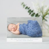 Blue we zijn zonder foto Collage Baby Boy Birth Aankondiging (Staand voorkant)