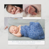 Blue we zijn zonder foto Collage Baby Boy Birth Aankondiging (Voorkant / Achterkant)