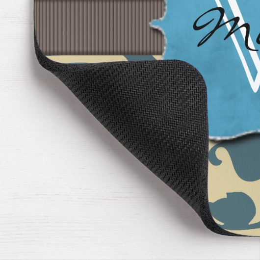 Blue Weathered Monogrammed Muismat (Hoek)