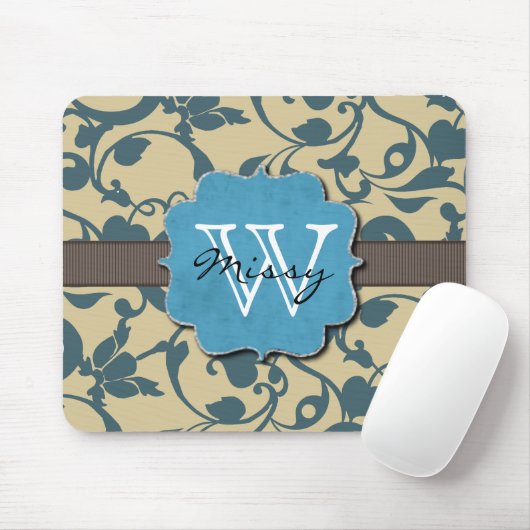 Blue Weathered Monogrammed Muismat (Met muis)