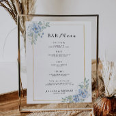 Blue Wedding Bar Menu Sign Sjabloon Poster