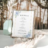 Blue Wedding Bar Menu Sign Sjabloon Poster