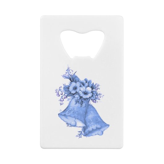 Blue Wedding Bells Creditkaart Flessenopener (Achterkant)