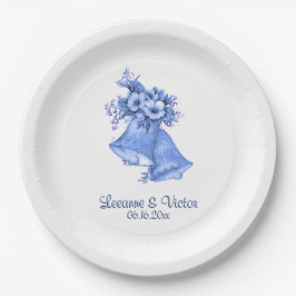 Blue Wedding Bells gepersonaliseerd Papieren Bordje