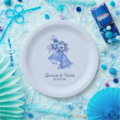 Blue Wedding Bells gepersonaliseerd Papieren Bordje (Feest)