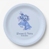 Blue Wedding Bells gepersonaliseerd Papieren Bordje (Voorkant)