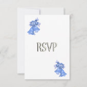Blue Wedding Bells gepersonaliseerd RSVP Kaartje (Achterkant)