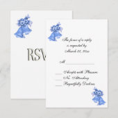 Blue Wedding Bells gepersonaliseerd RSVP Kaartje (Voorkant / Achterkant)