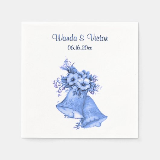 Blue Wedding Bells gepersonaliseerd Servetten (Voorkant)